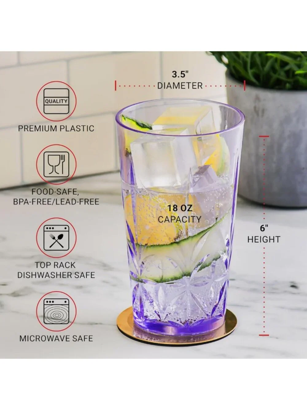 Premium Quality 18 oz Plastic Drinking Tumblers - BPA-Free, Stackable